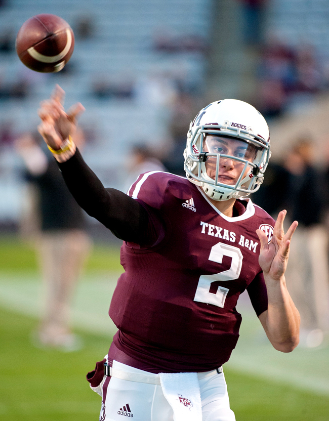 <p>Texas A&M redshirt freshman quarterback Johnny Manziel is one of three finalists for the Heisman Trophy, along with Kansas State quarterback Collin Klein and Notre Dame linebacker Manti Te'o. If he wins it, Manziel would become the first freshman to ever win the Heisman.</p>
