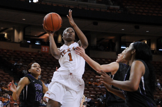 <p>Freshman guard Empress Davenport saw 36 minutes of playing time and scored a season-high 15 points in Texas’s sweep of TCU.  Davenport had plenty to celebrate: Tuesday was also her 19th birthday.  </p>

