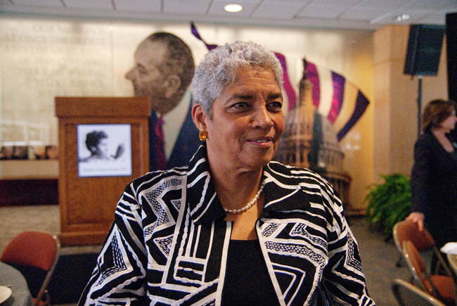 <p>Former mayor of Atlanta Shirley Franklin gives a speech over Barbara Jordan’s legacy as a leader of ethics. The luncheon was held in honor of Jordan and emphasized her policy interests. </p>
