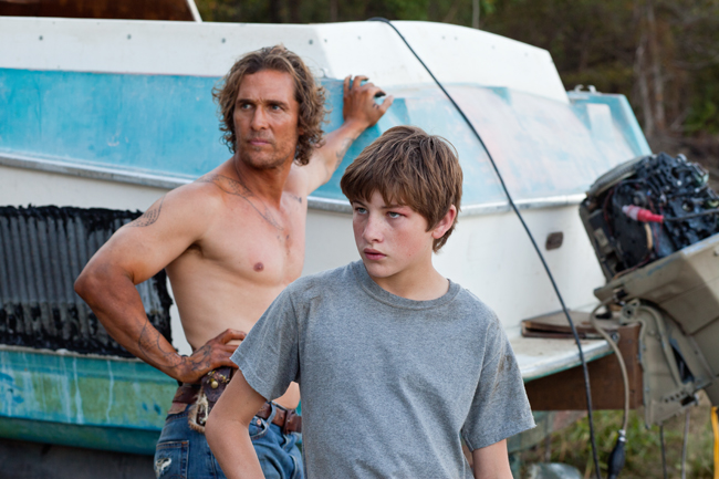 <p>Mud (an unsprisingly shirtless Matthew McConaughey) and Ellis (Tye Sheridan) bond over a boat in Jeff Nichols’ excellent coming-of-age story. </p>
