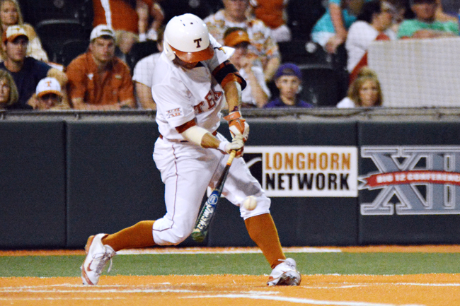 <p>Sophomore C.J. Hinojosa takes a swing during Texas' weekend series against TCU. The Horned Frogs swept the Longhorns as Texas had flashbacks to last year's struggles. </p>
