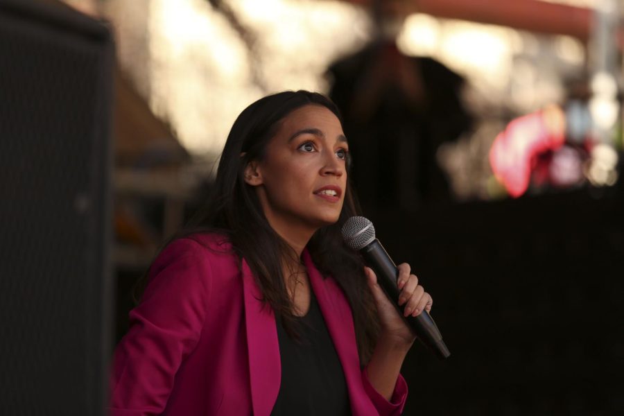 Alexandria Ocasio-Cortez gives a speech at Greg Casars rally in Austin. She came in support of Casar and to reflect on her past of campaign management in Texas.