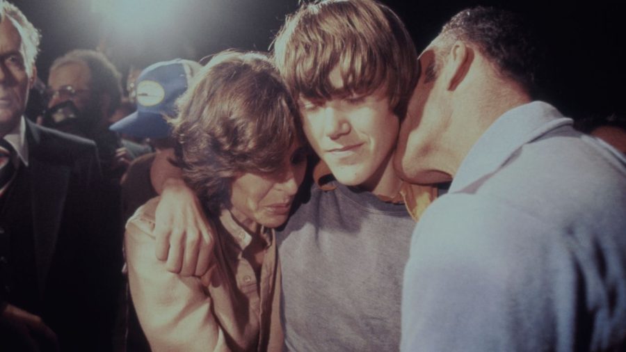 Steven Stayner moments after being reunited with his parents in 1980