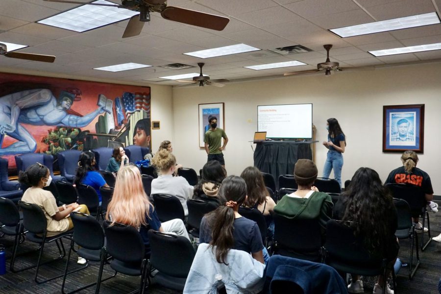 On April 18, the social chairs of Partners in Health Engage at UT present their end of the year activities after finalizing plans for their upcoming healthcare rally. 