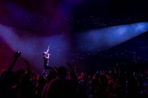 On August 31, 2022, performer Strick brings the crowd to life in Austin’s Moody Center. Along with Strick, 070 Shake and Kid Cudi also performed at the Moody Center.