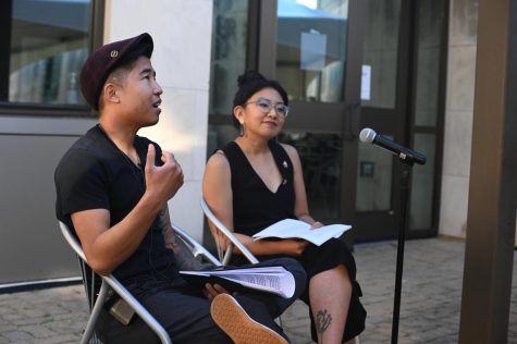 Assistant professor Jo Hsu speaks about his book Constellating Home at the MPR patio on the on Oct. 25, 2022.