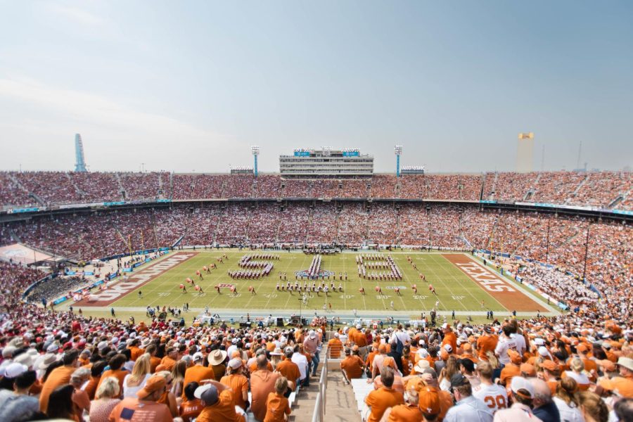Fans fill the Cotton Bowl during the Red River showdown between Texas and Oklahoma on  Oct. 8, 2022. Texas held Oklahoma scoreless for the first time since 1965.