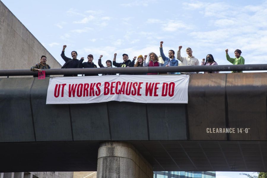Underpaid at UT takes labor action in front of PCL