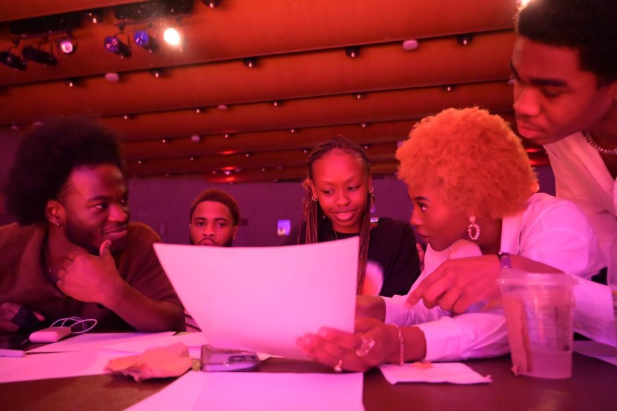Judges deliberate on a decision at the Culture Shock: Tournament of Champions at the University of Texas at Austin on Feb. 15, 2023. The event showcased talent through various performances from Black Students. 