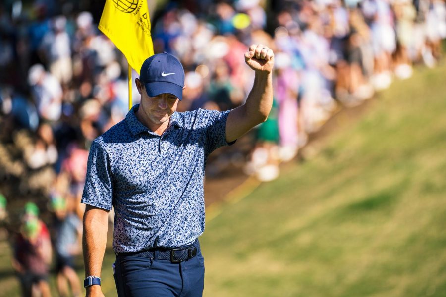 Professional golfer Rory McIlroy celebrates at Dell Match Play on March 25, 2023.