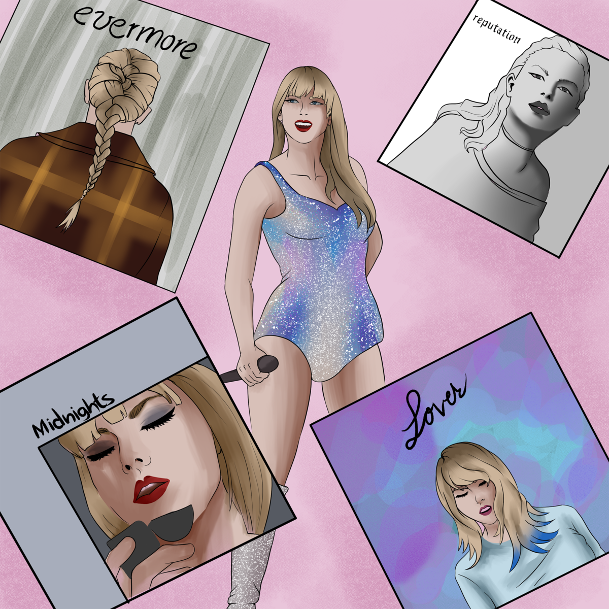 Vibrant Drawing of Taylor Swift from '1989