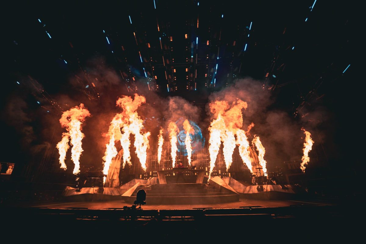 Illenium begins his set with a display of pyrotechnics at the Moody Center in Austin, Texas on June 30, 2023.