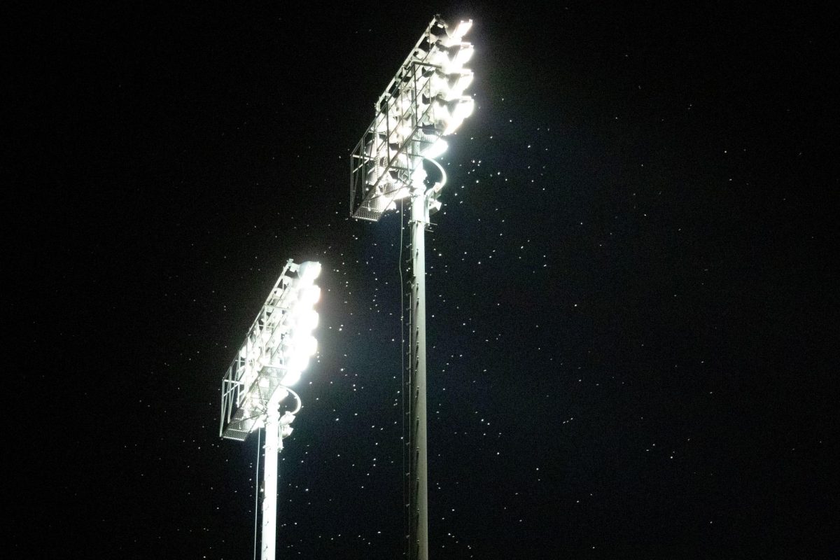 The stadium lights at DKR on September 25th, 2023. The lights have caused concerns from nearby residents as the stadium practices its new light show.