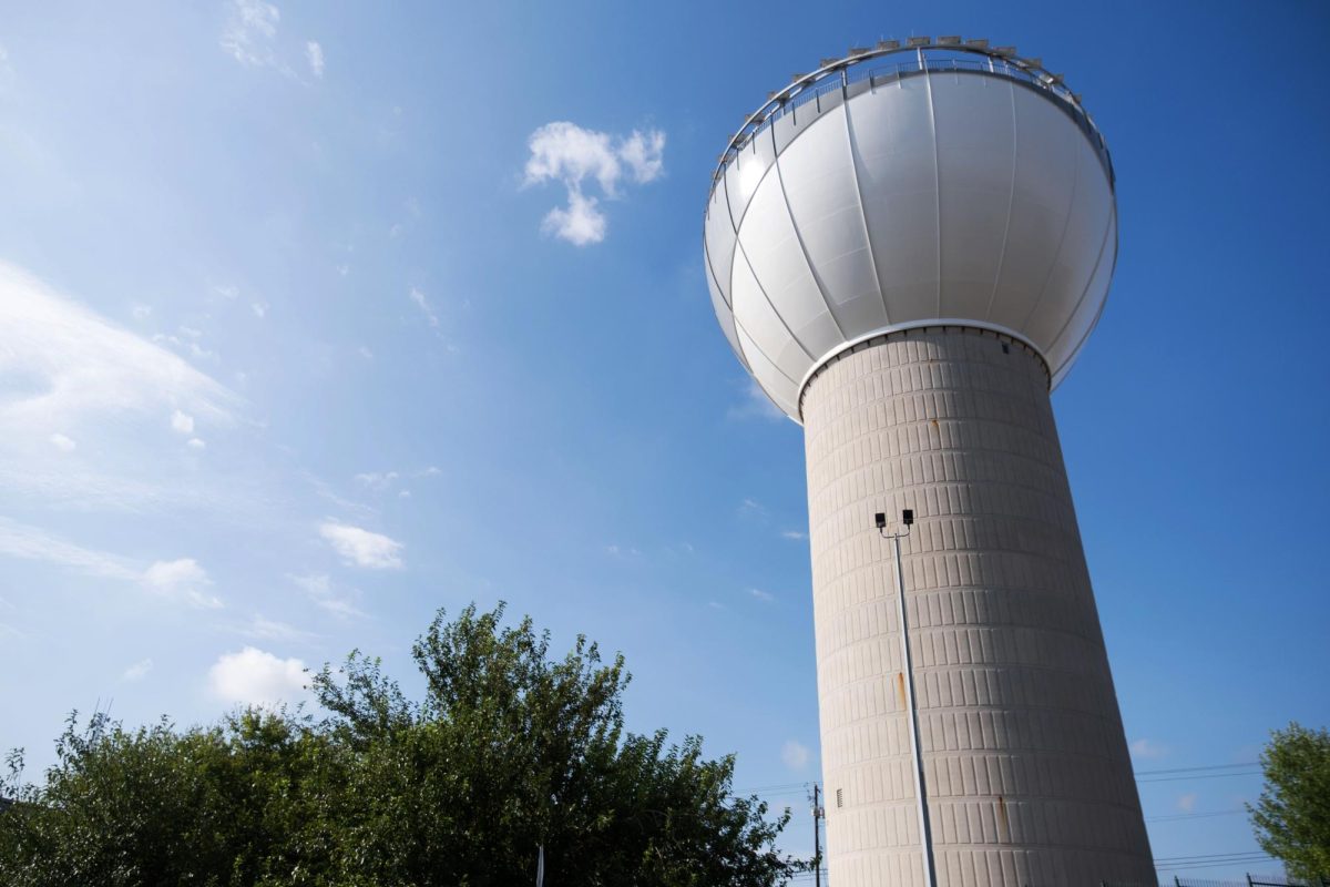 A water tower on 51st St in Austin, Texas on Sept. 16, 2023.