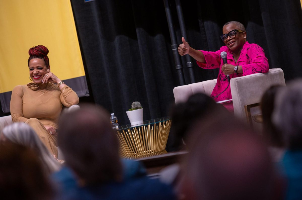 Kathleen McElroy, UT School of Journalism professor, introduces Nikole Hannah-Jones, Pulitzer Prize winner and creator of The 1619 Project, for a one-on-one panel at The Texas Tribune Festival. Hannah-Jones discusses reporting on racial injustice and American history throughout her career.