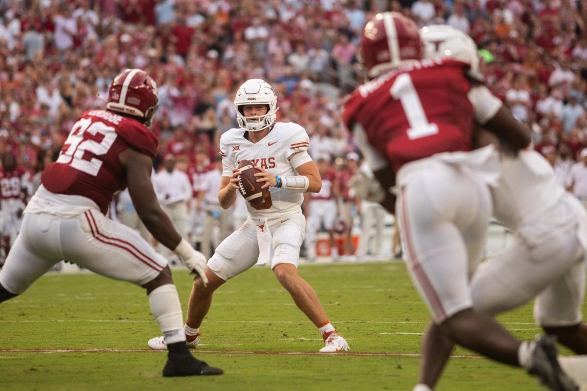 Quarterback+Quinn+Ewers+at+Texas+game+against+Alabama+in+Tuscaloosa+on+September+9%2C+2023.