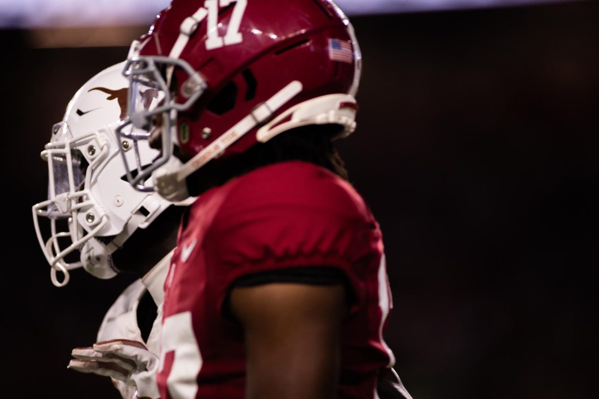 A Longhorn and a Tide on the field during their game at Bryant-Denny Stadium on September 9, 2023.