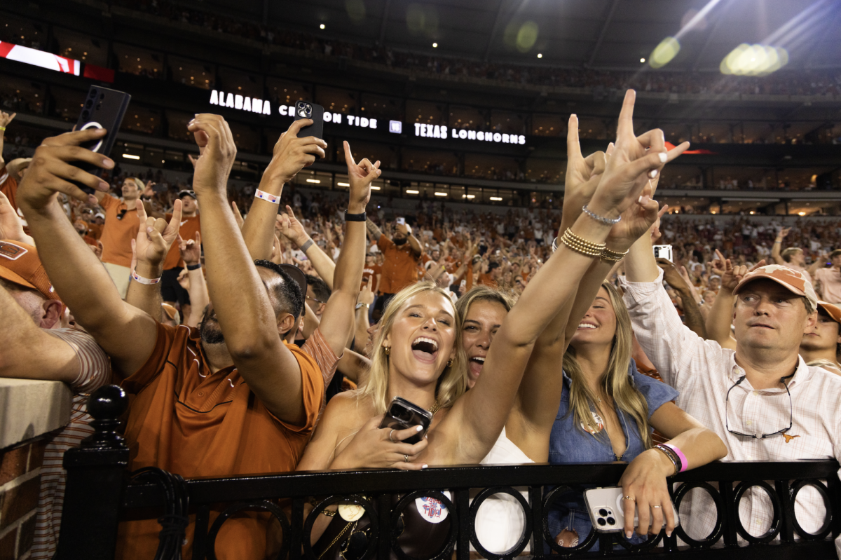 Texas fans cheer after the Longhorns defeated Alabama 34-24. The teams played at Bryant-Denny Stadium on September 9, 2023. 