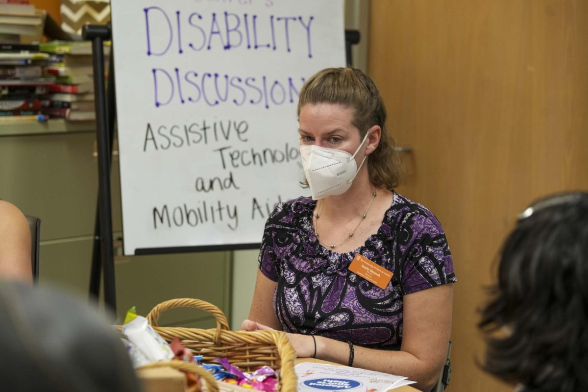Emily Shryock, director of the Disability Culture Center, during disability discussion on assistive technology and mobility aids on Oct. 18, 2023.