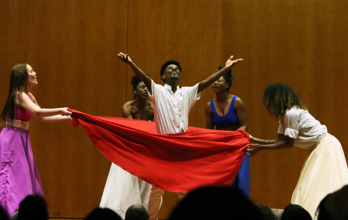 The Center for the Theater of the Oppressed from Rio de Janeiro, Brazil performs “Gêneres” in the art building, beginning the week-long symposium on Oct. 21, 2023.