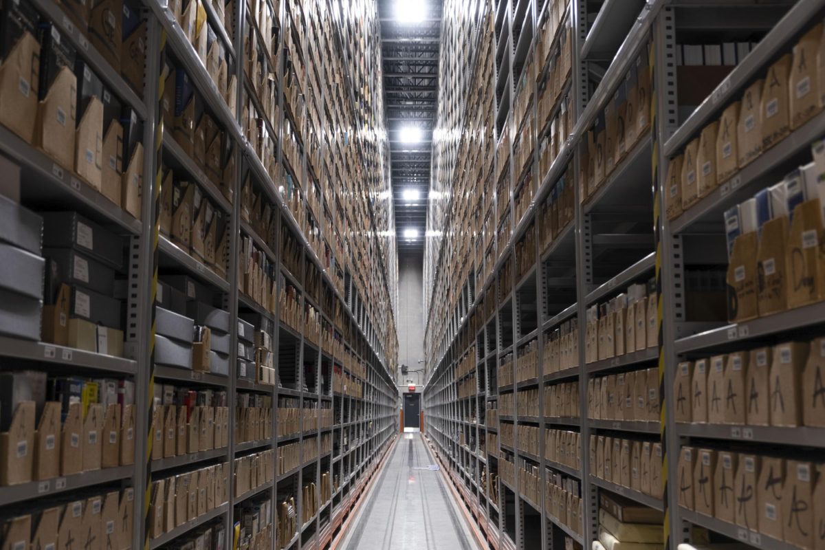 The library storage system at the Universitys Pickle Research Campus on Sept. 29, 2023.