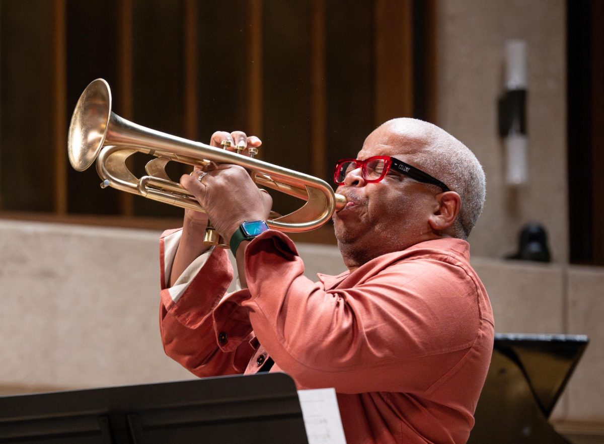 Renowned jazz trumpeter and composer Terence Blanchard accompanied the UT Jazz Orchestra and Jazz Ensemble as a soloist for their final concert of the semester at Bates Concert Hall on Nov. 8, 2023.
