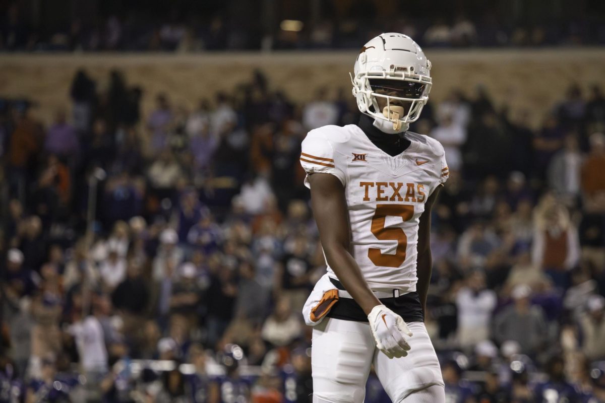 Wide receiver Adonai Mitchell during Texas game against TCU on Nov. 11, 2023. Mitchell made the game-winning catch in the fourth quarter.