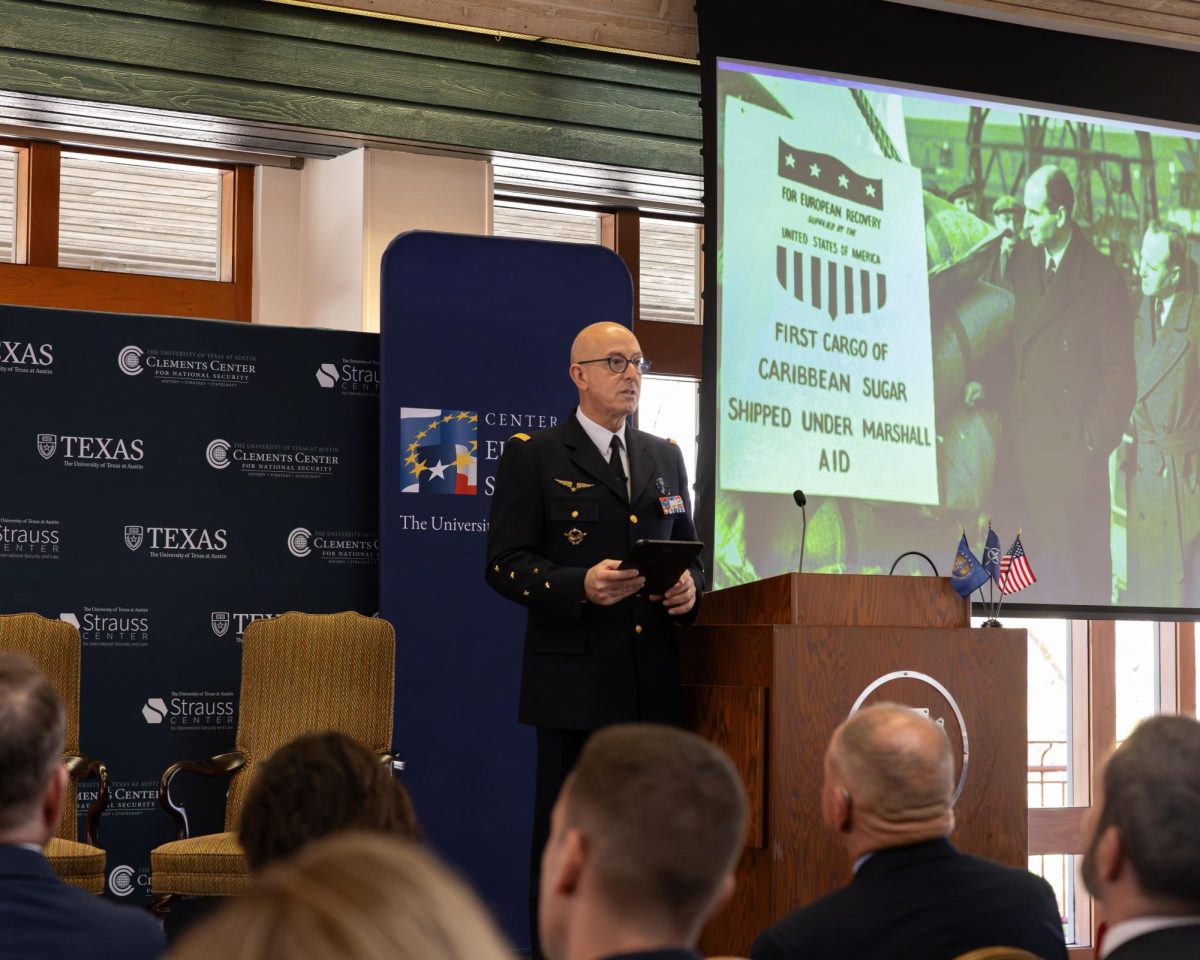 General Philippe Lavigne, the Supreme Allied Commander Transformation to NATO speaks at the NATO and the Future of American Security Conference in the Etter-Harbin Alumni Center on Tuesday.