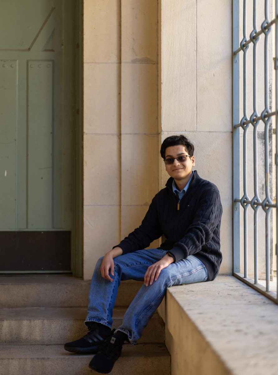 Editor-in-chief candidate Mihir Gokhale in the architecture courtyard on Feb. 13, 2024. 