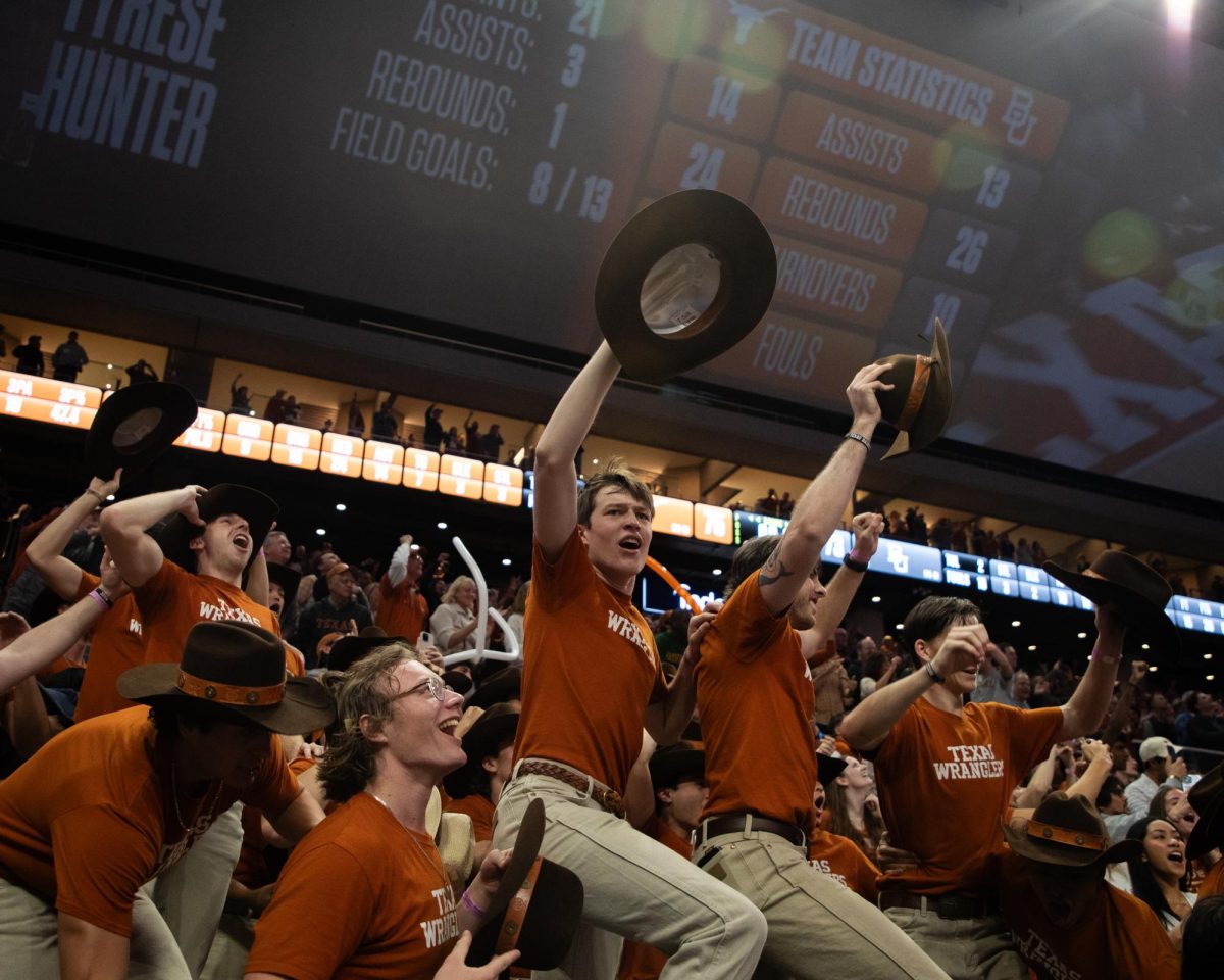 The Texas Wranglers celebrate Texas win over Baylor on Jan. 20, 2024.