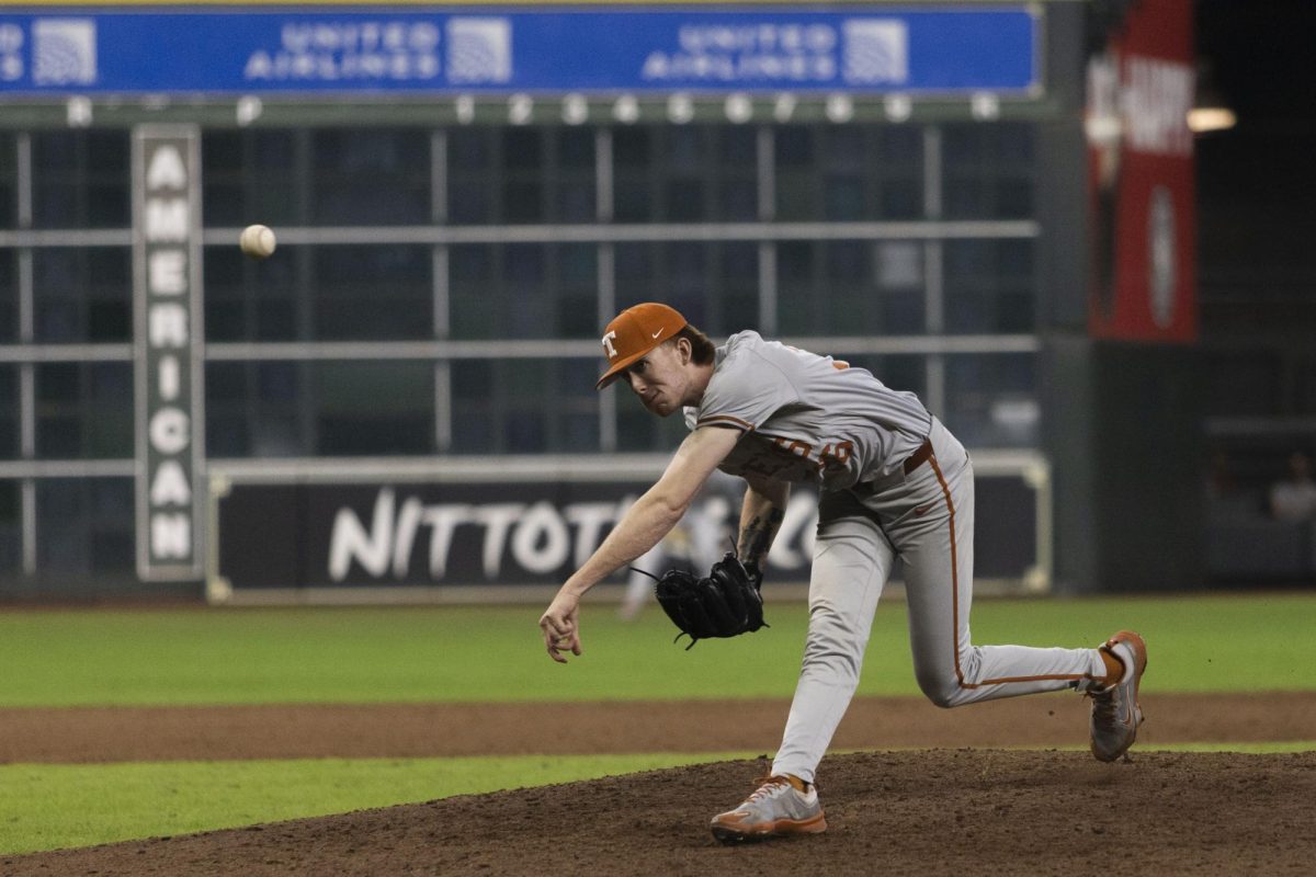 Junior David Shaw pitches during Texas game against Vanderbilt on March 3, 2024. The Longhorns lost 14-11.