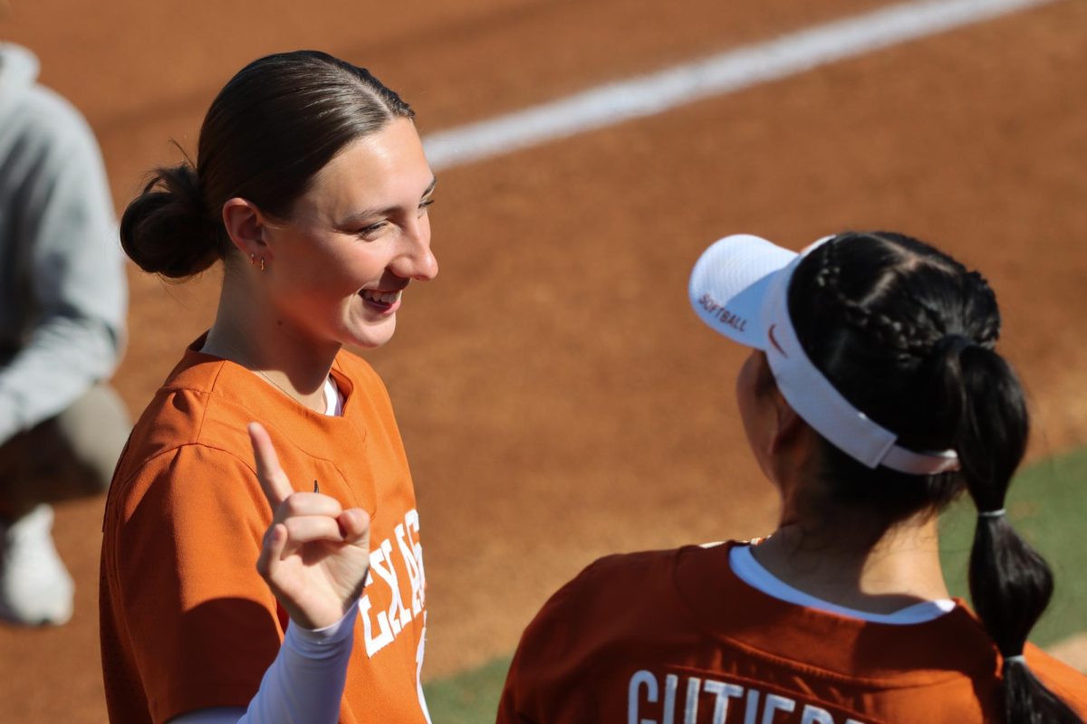 Freshman Pitcher Teagan Kavan smiles and holds her horns up as her name is called prior to the game against NSU on March 1, 2024.