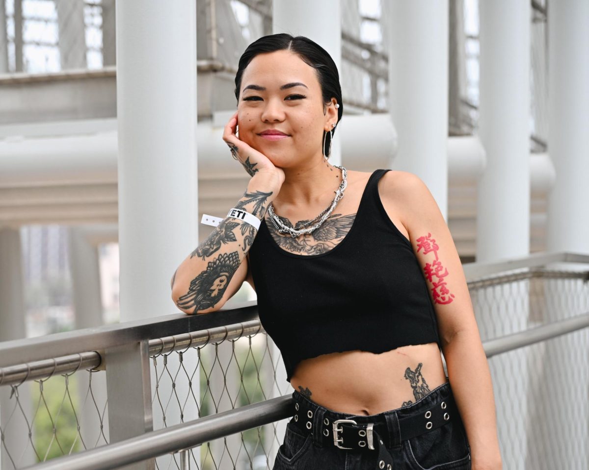 Pop-R&B artist Chloe Tang stands for a portrait at the Austin Convention Center Skyway during SXSW on Thursday.
