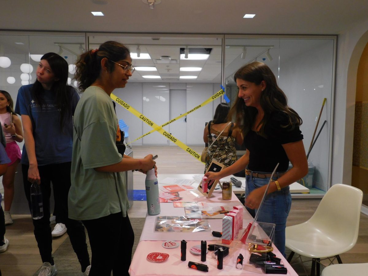 Students receive self-defense tools at the Girls Night Out hosted by the Texas Sunshines and Safely at the Kendra Scott Entrepreneurial Institute on April 9, 2024.