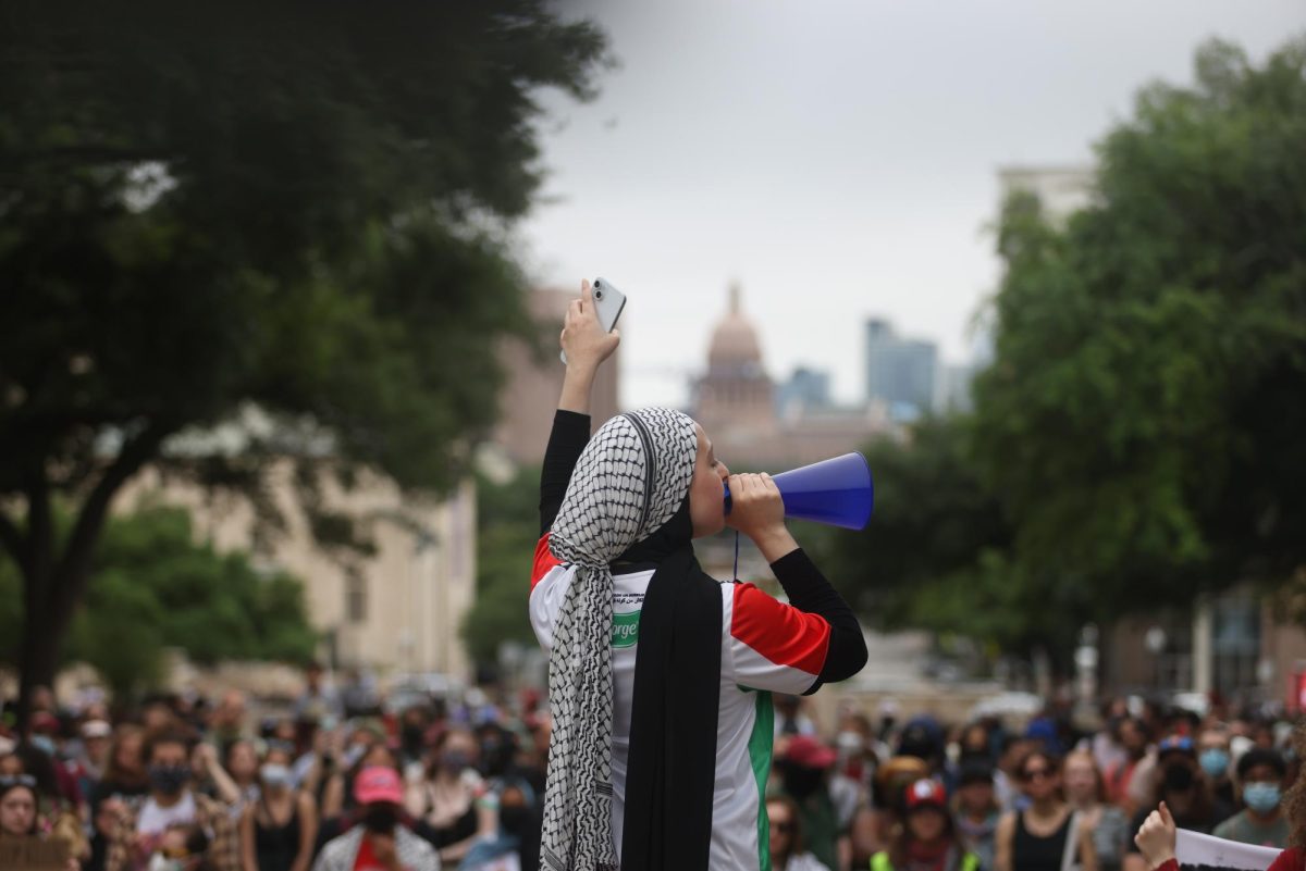 Protesters gather on South Mall for a pro-Palestine protest on May 5, 2024. 