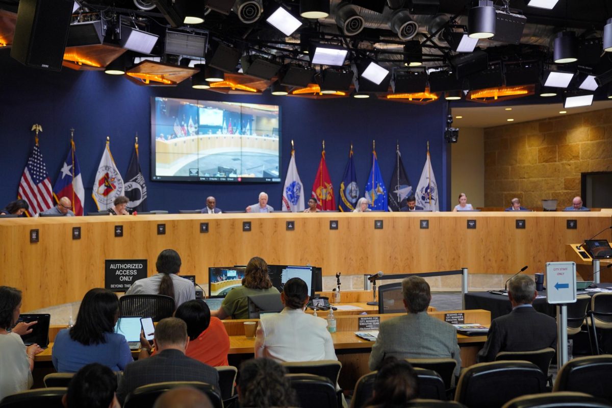 Mayor Kirk Watson speaks during the City Council’s budget presentation by City Manager T.C. Broadnax on July 12, 2024.