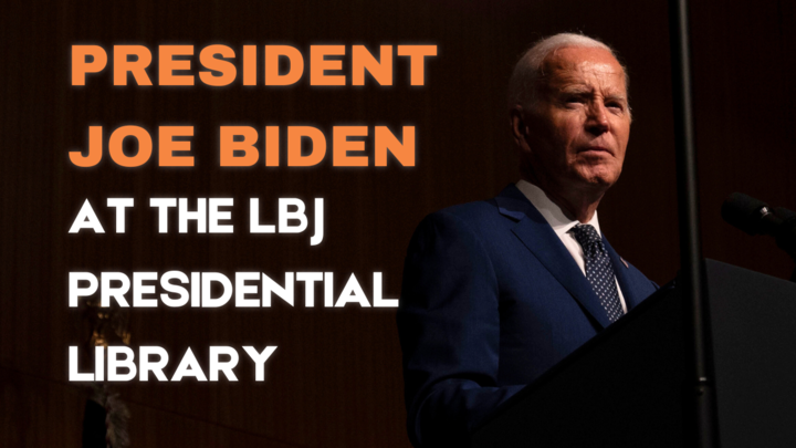 President Joe Biden speaks at the LBJ Presidential Library