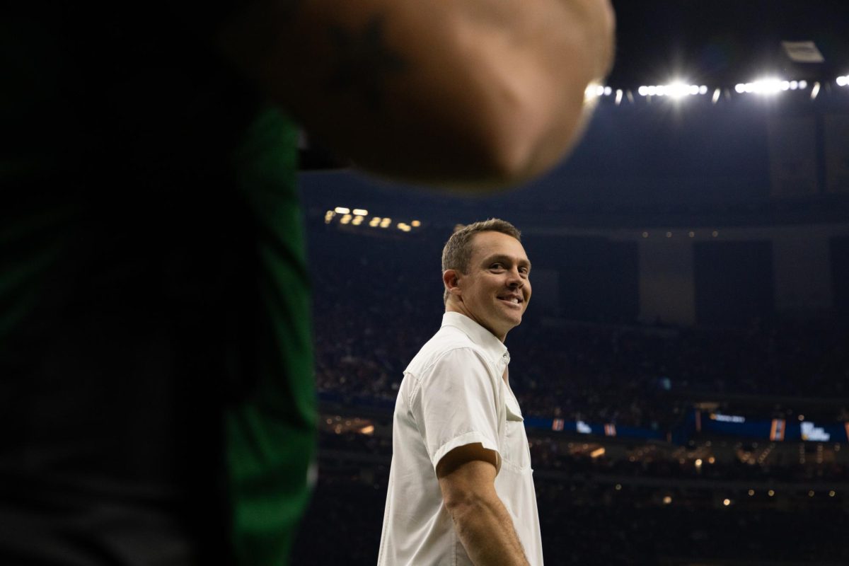 Former Texas quarterback Colt McCoy during the Allstate Sugar Bowl on Jan. 1, 2024. McCoy was the starting quarterback during Texas' last championship game against Alabama in 2010, but was injured in the first quarter. 