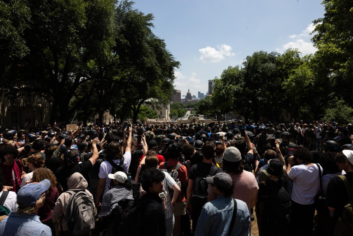 Pro-Palestine protestors gather on the South Lawn on April 29, 2024. 