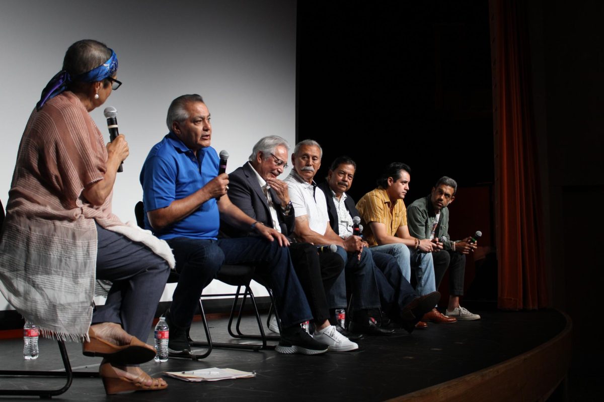 Members of the original Chicano Squad, including José Selvera, answer questions following the show's screening in The Texas Union on August 29, 2024 alongside the show's director and Selvera's son, who was involved in the documentary's production.