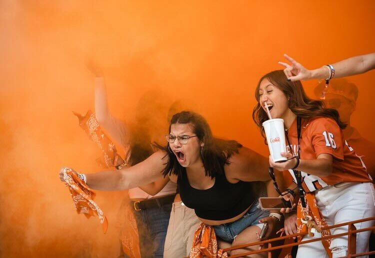 Texas fans cheer at the game against the BYU Cougars on Oct. 28, 2023.