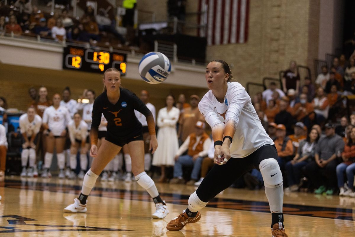 Madisen Skinner prepares to hit the ball during the first round of the NCAA tournament against A&M on Nov. 30, 2023.