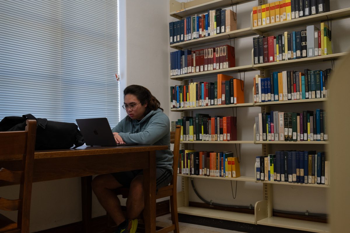 Freshman philosophy student William Bui studies in the newly renovated Classics Library pictured in Waggener Hall on Monday, Sep. 9, 2024.