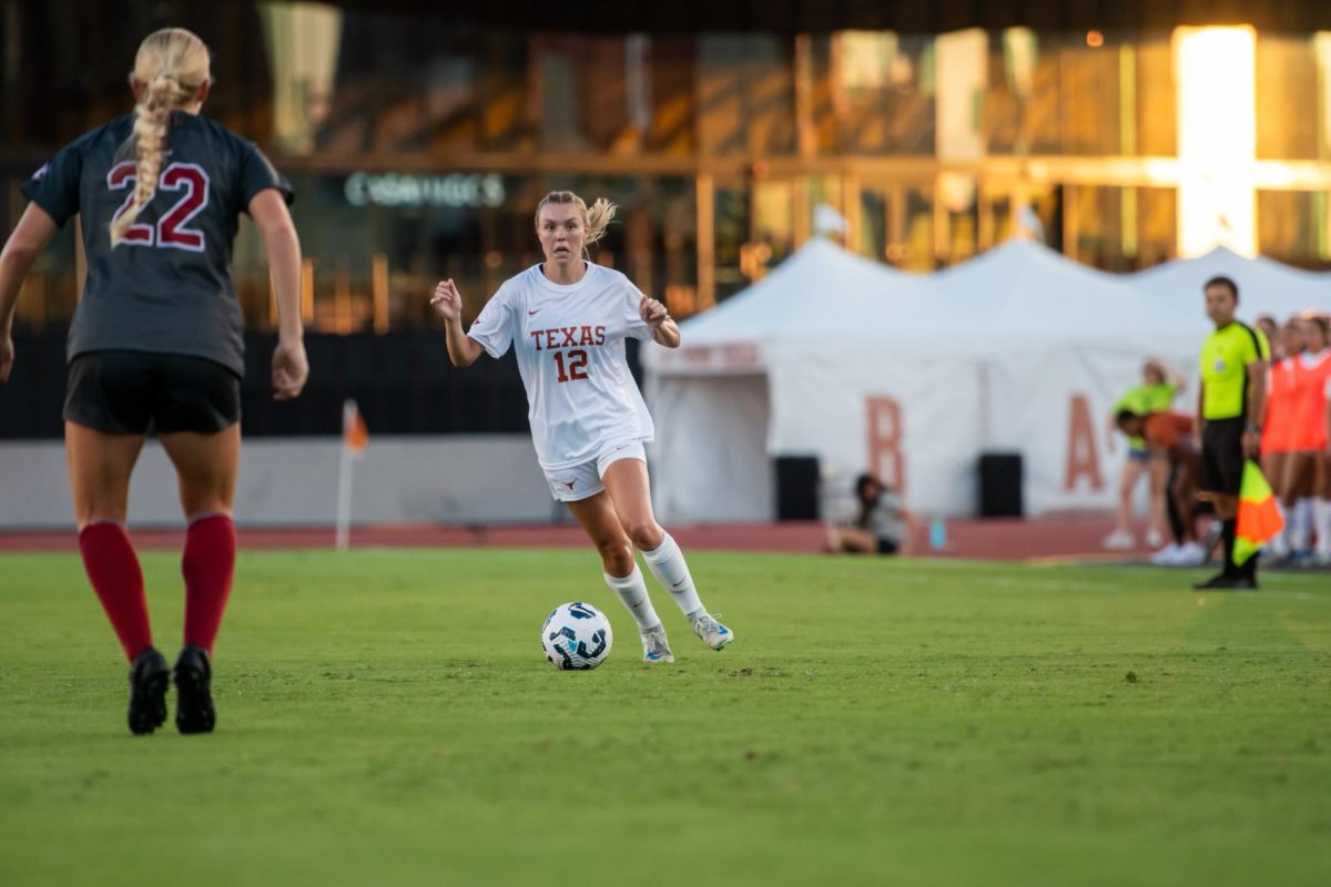 Madison Haugen dribbles the ball at the game against Alabama on Sept. 19, 2024.