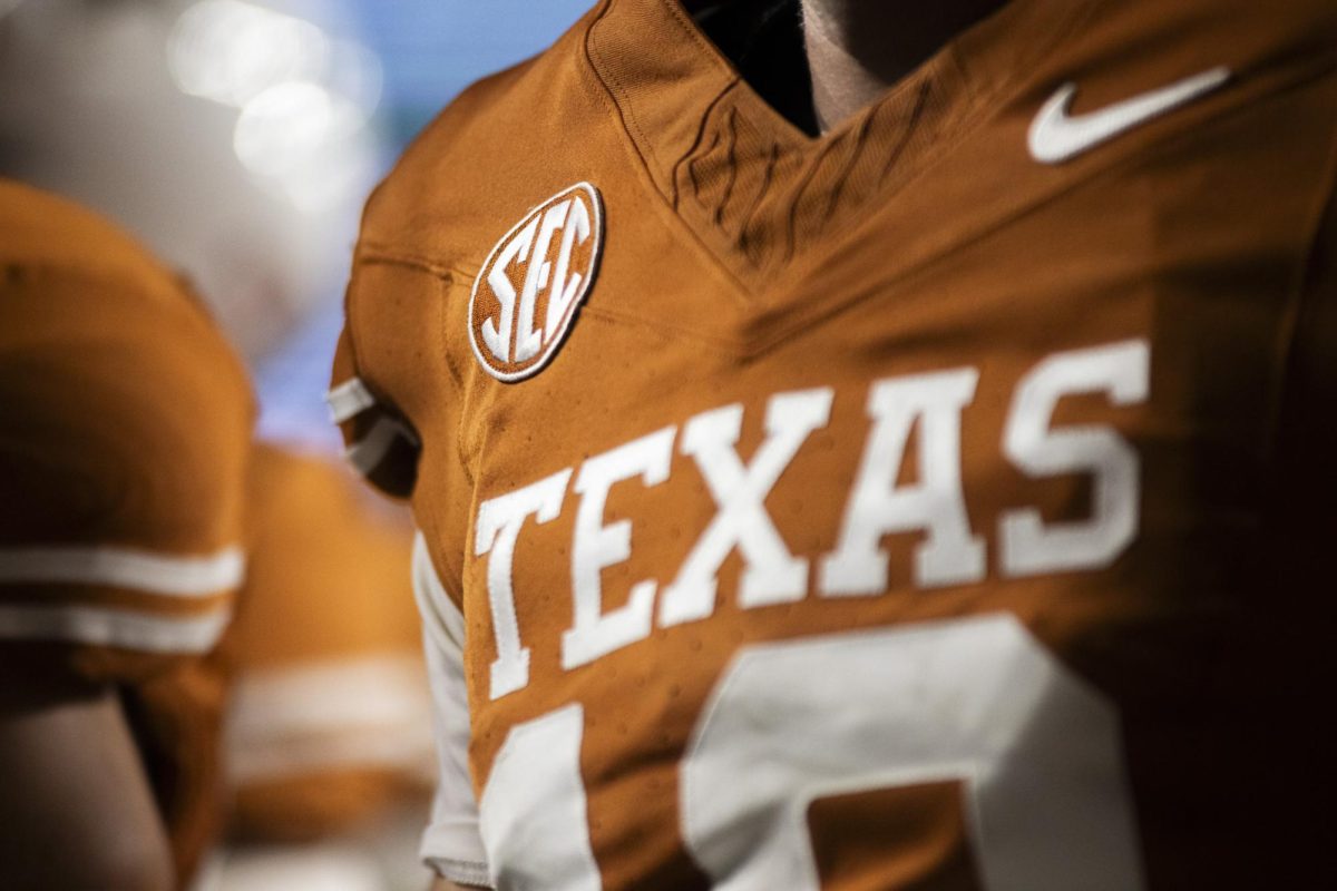 The SEC patch on a Texas jersey on Sept. 14, 2024.