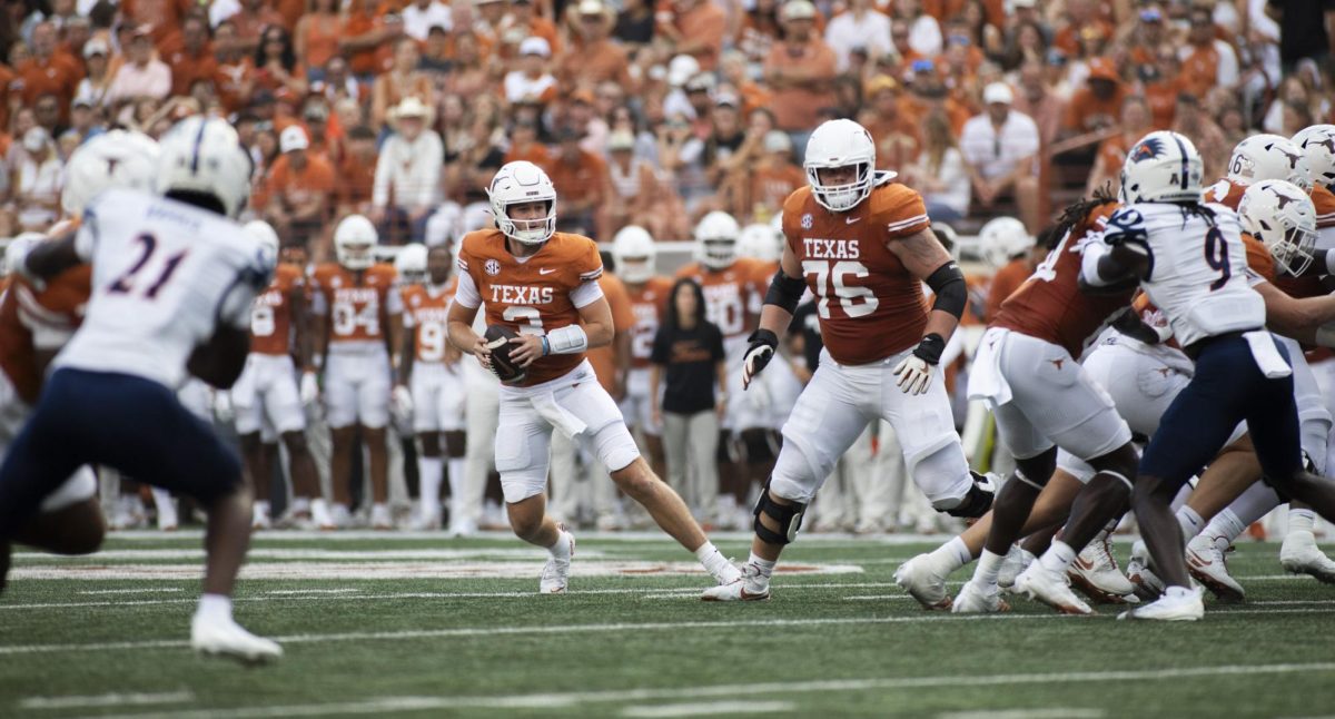 Starting Quarterback Quinn Ewers during Texas' game against UTSA on Sept. 14, 2024.