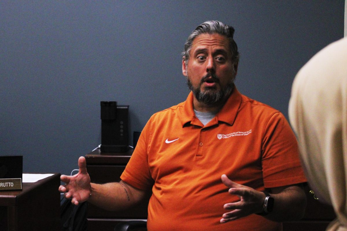 Joseph LoBrutto discusses UT's new Event Readiness and Response team with a Daily Texan reporter in the Dean of Students office on Oct. 1, 2024. LoBrutto addressed the unit's stated goals and mission.