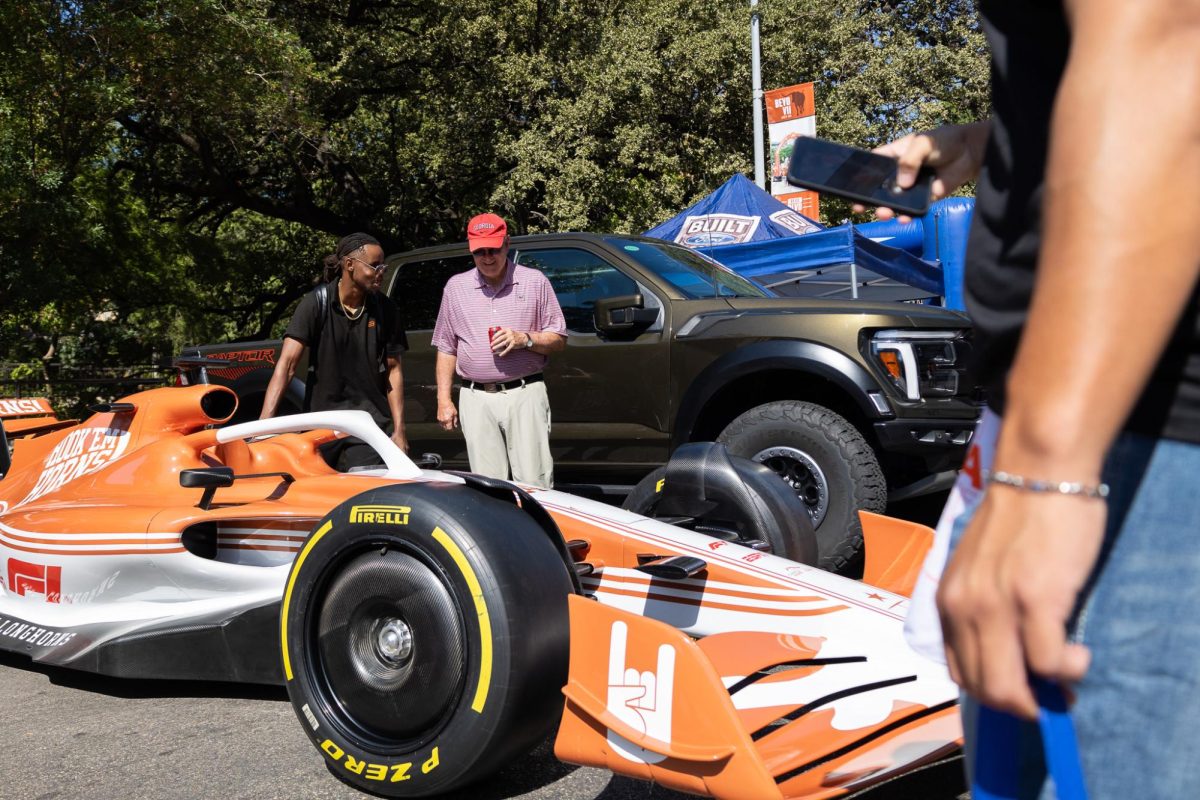 The UT Austin Formula 1 car on Bevo Blvd. on Oct. 19, 2024.
