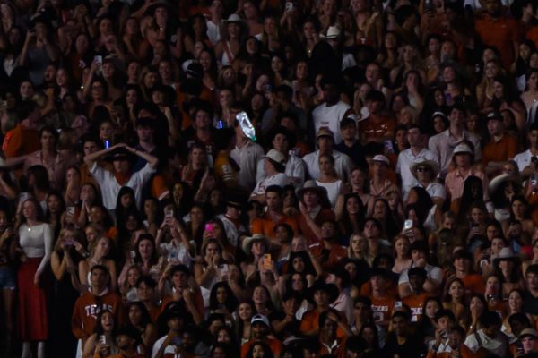 Bottles are thrown from the Texas student section during the game against Georgia on Oct. 20, 2024.