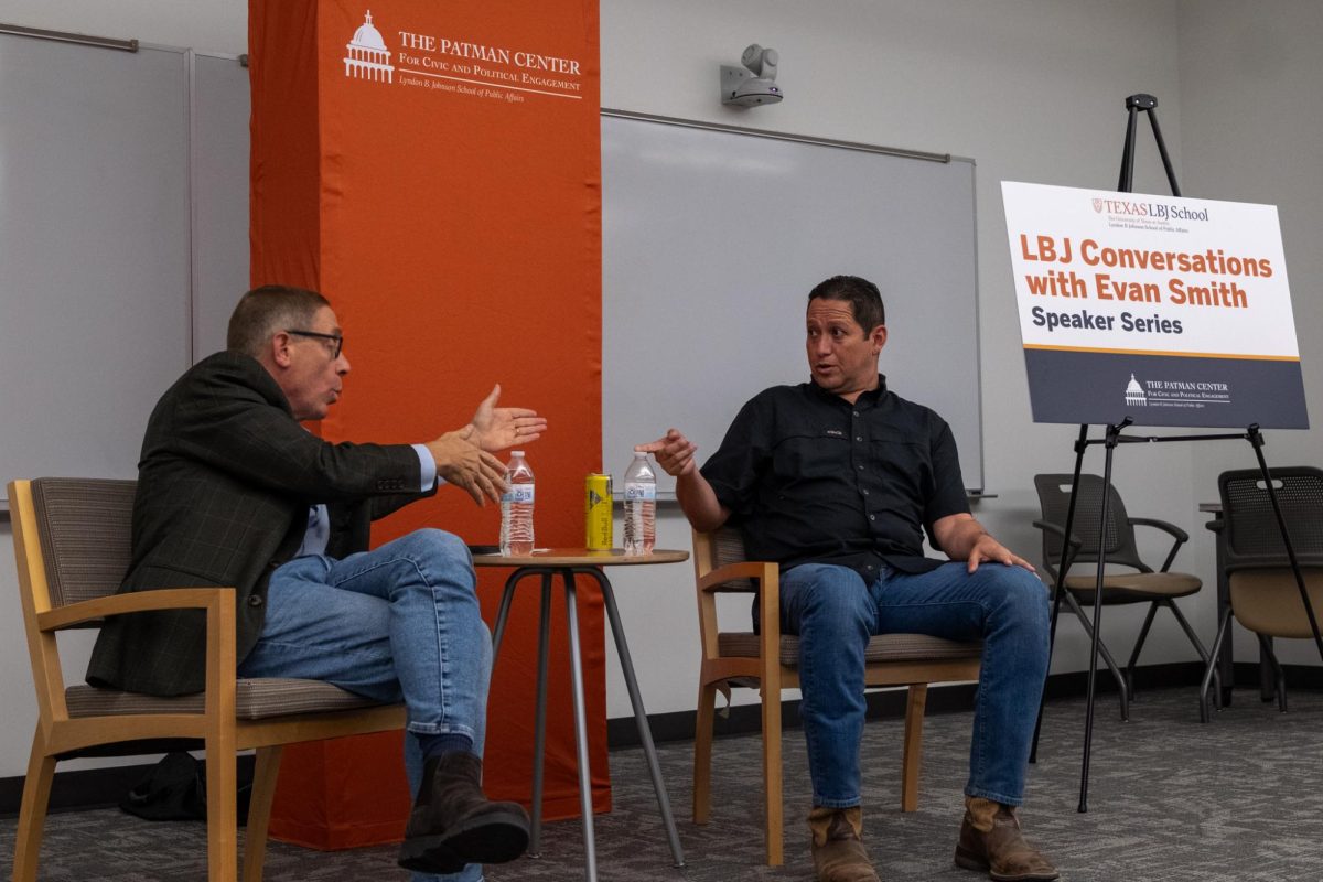 Evan Smith hosted Representative Tony Gonzales (R-TX) for the "LBJ Conversations Speaker Series" on October 21, 2024. The discussion covered a range of topics, including the border crisis, the peaceful transfer of power following January 6, 2021, the Second Amendment and Elon Musk.